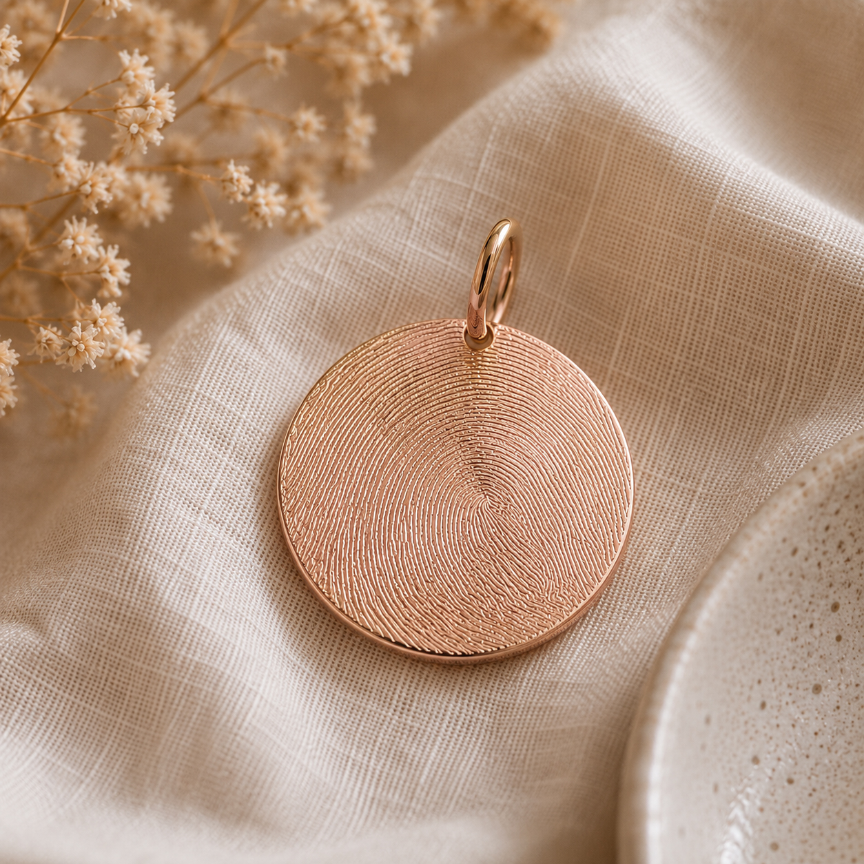 Fingerabdruck Gravuranhänger Roségold rund AN403R