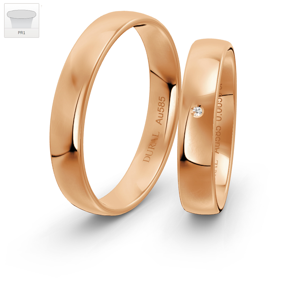 Dural Trauringe Klassik PR1 4,0mm Roségold