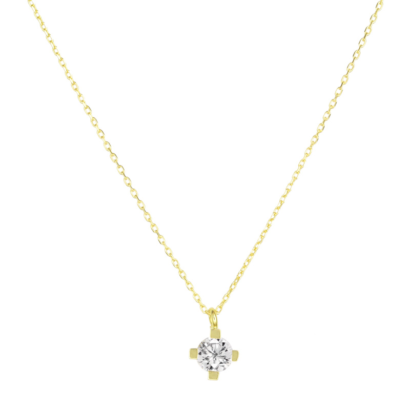 585 Gold Collier Halskette mit Solitaireanhänger