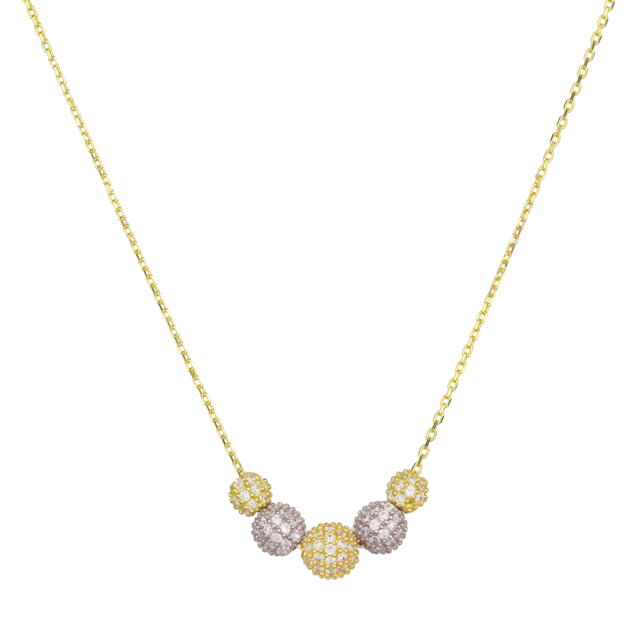 585 Gold Collier Halskette mit Kugeln Bicolor