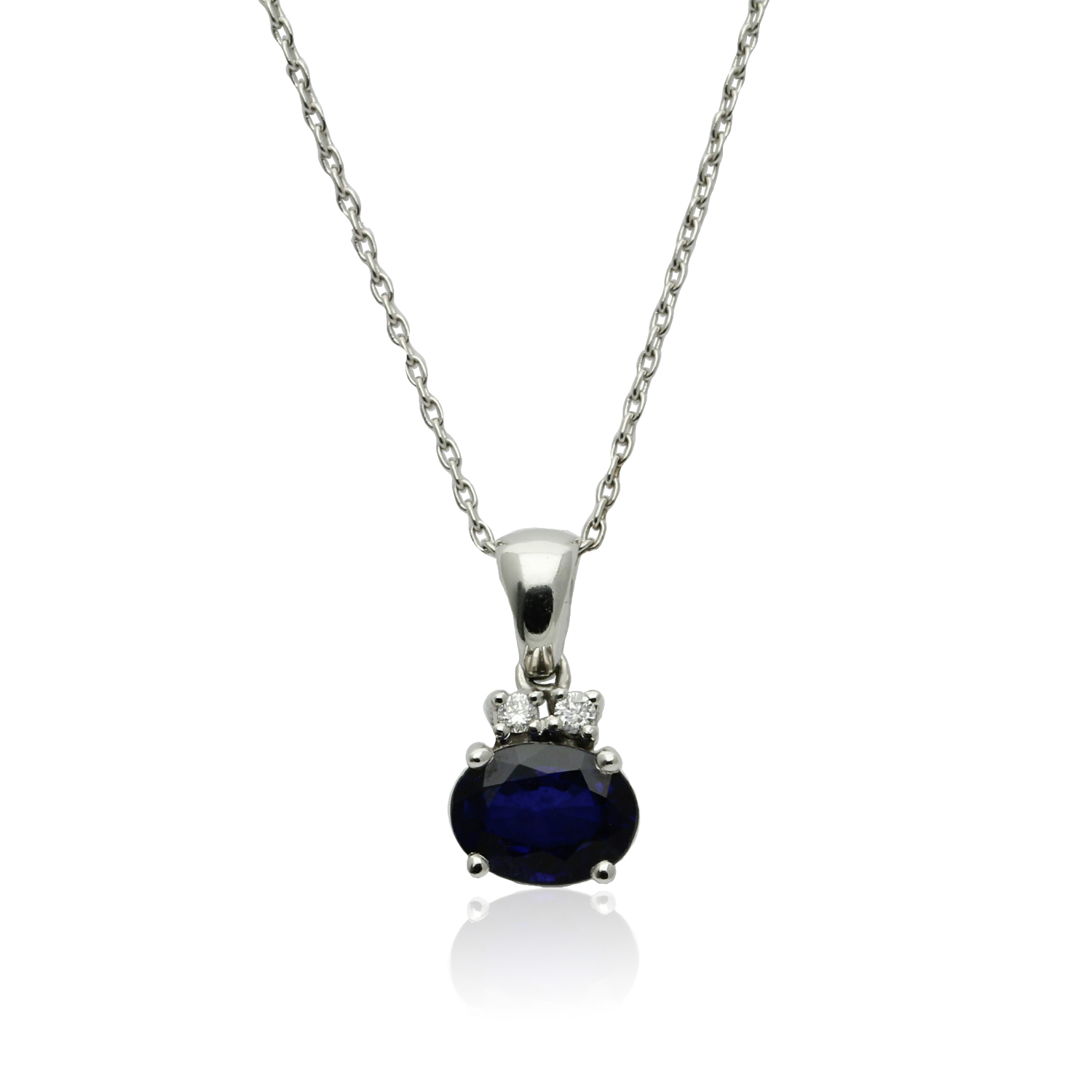 Shopbild1hppko2K1kYZd 585/- Weißgold Anhänger mit Saphir und Brillanten CLE12002