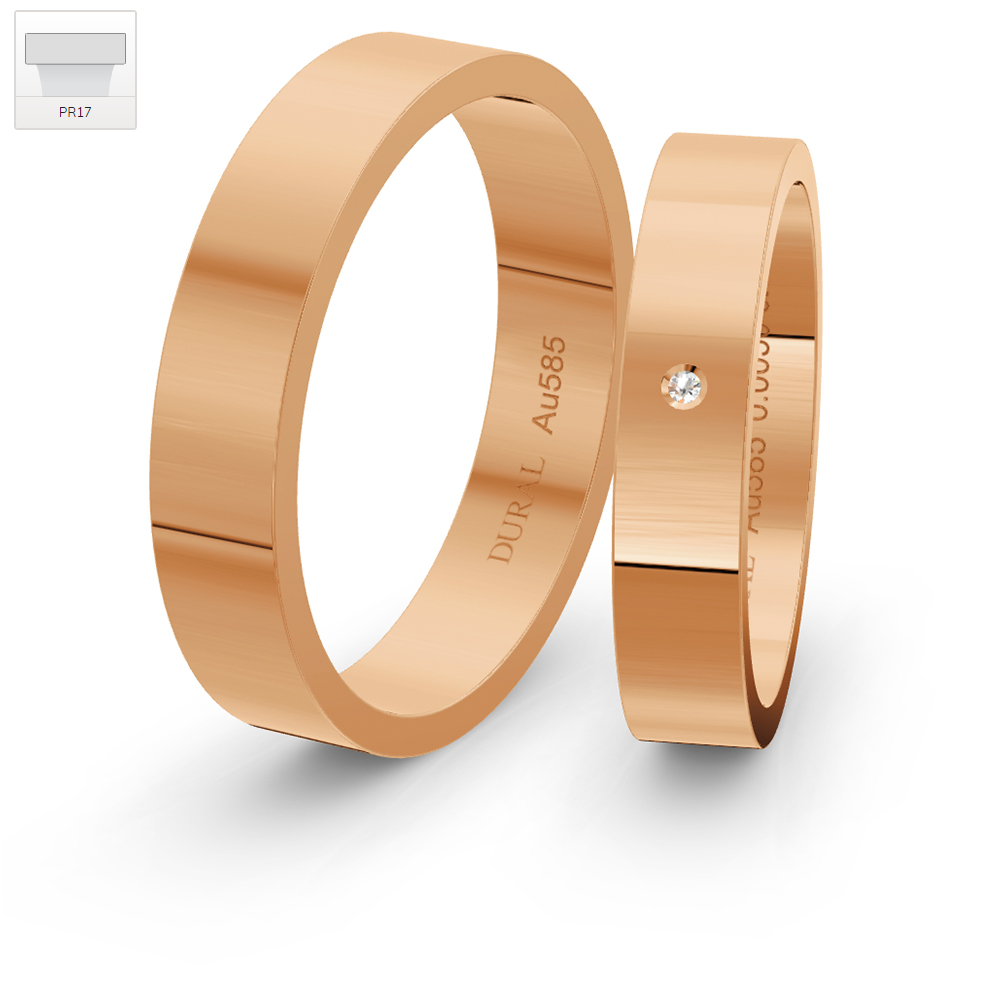 Dural Trauringe Klassik PR17 4,0mm Roségold