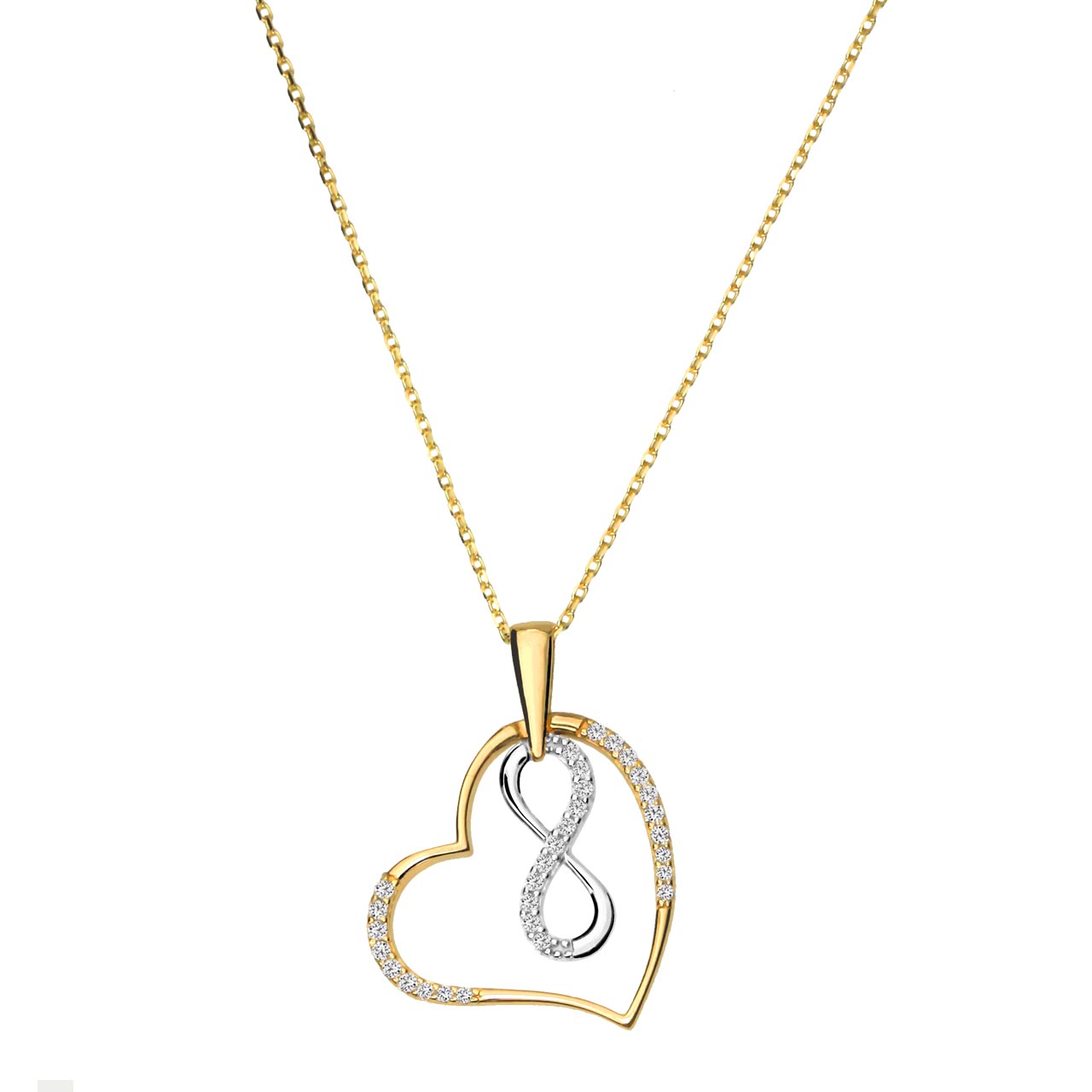 Goldanhänger mit Herz und Unendlichkeitszeichen Halskette 585er Gold
