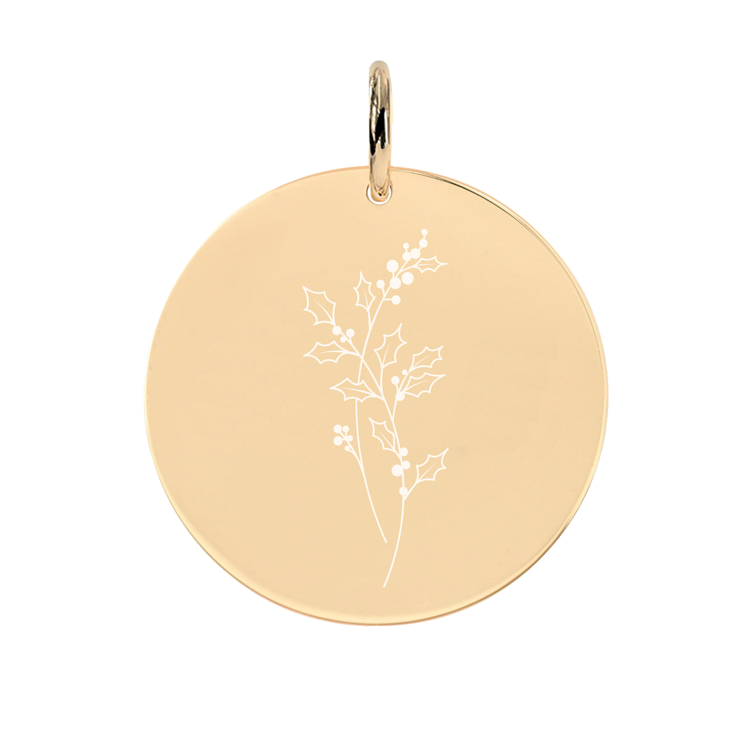 Gravur-Anhänger Geburtsblume Dezember Stechpalme Rosegold