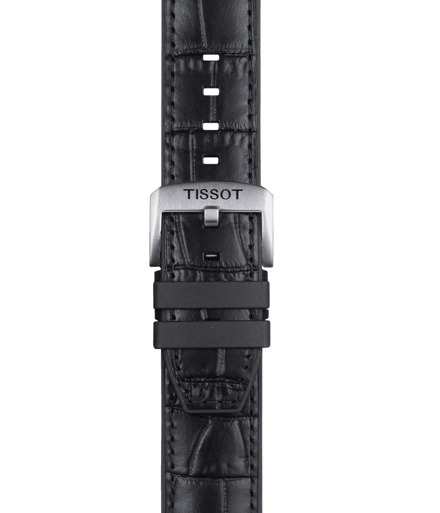 Original Tissot Lederarmband 22mm mit Kautschukelementen Schwarz T852.046.761