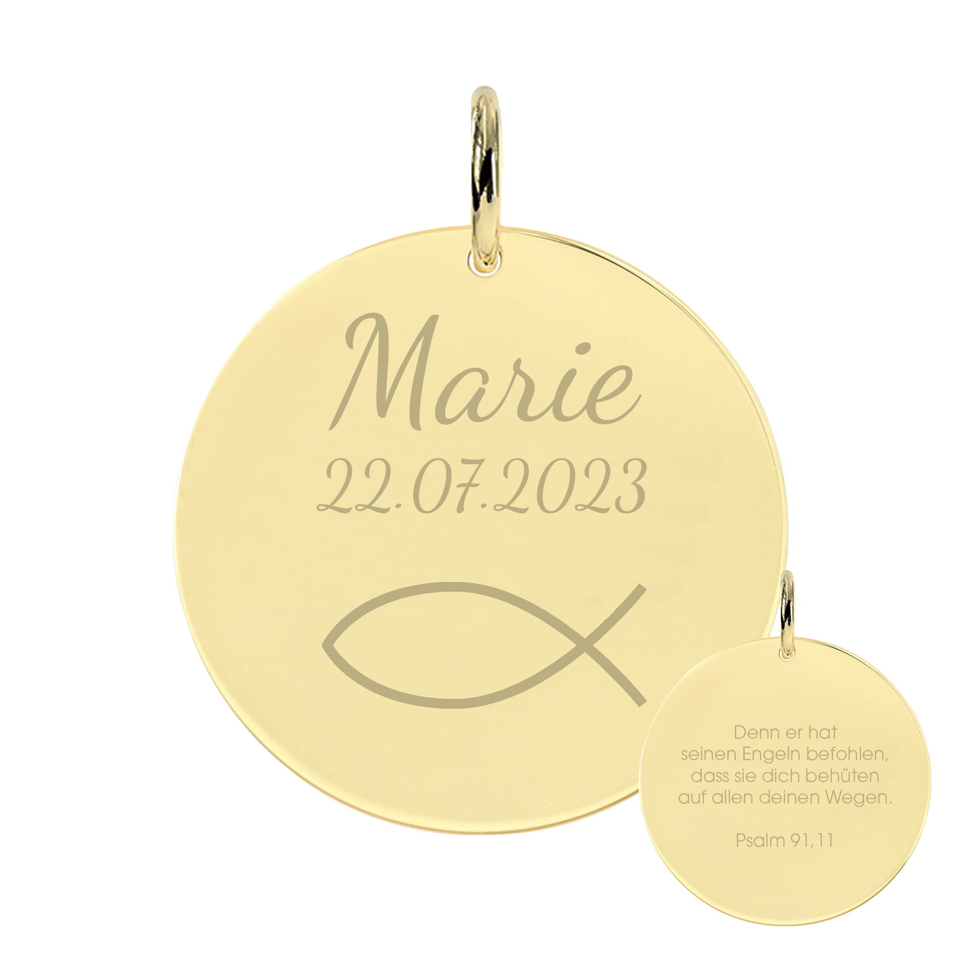 Taufe Fisch Chloé Gravur-Anhänger/Plättchen Taufe Fisch Chloé Gravur-Anhänger/Plättchen