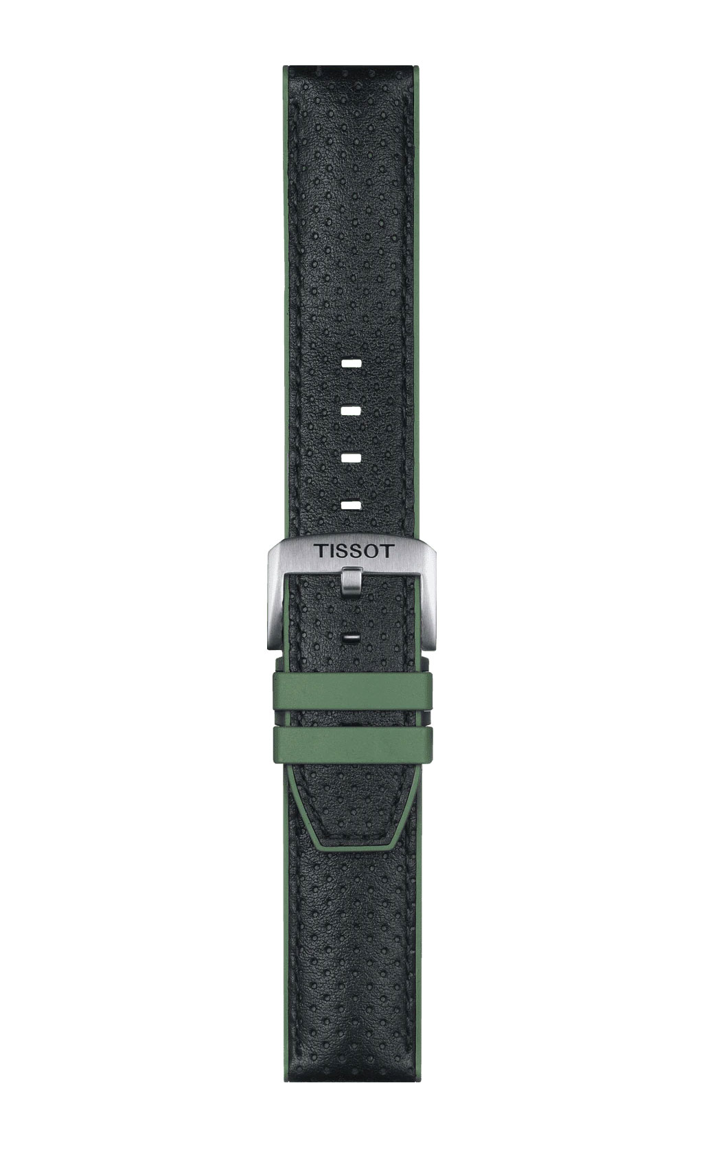 Original Tissot Lederarmband 22mm mit Kautschukelementen Schwarz/Grün T852.046.787