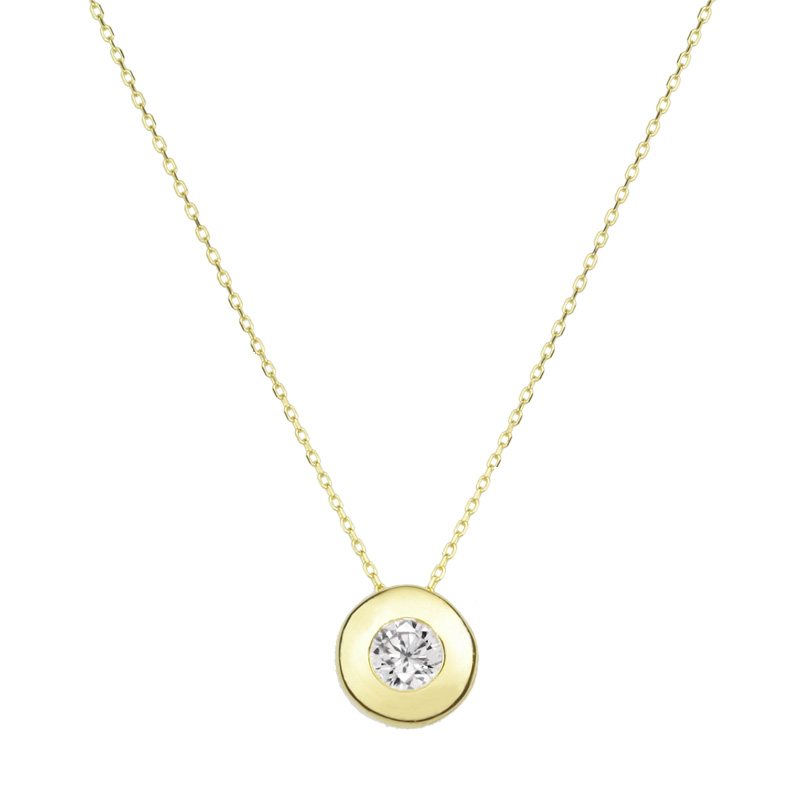 585 Gold Collier Halskette mit Solitaireanhänger