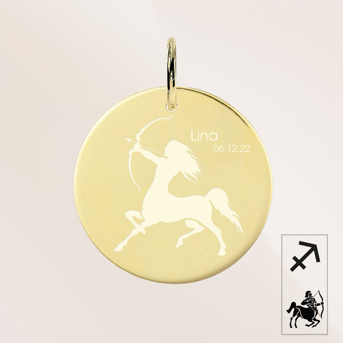 Schütze Sternzeichen mit Name und Geburtsdatum 585 Gold ANS106 Schütze Sternzeichen mit Name und Geburtsdatum 585 Gold ANS106