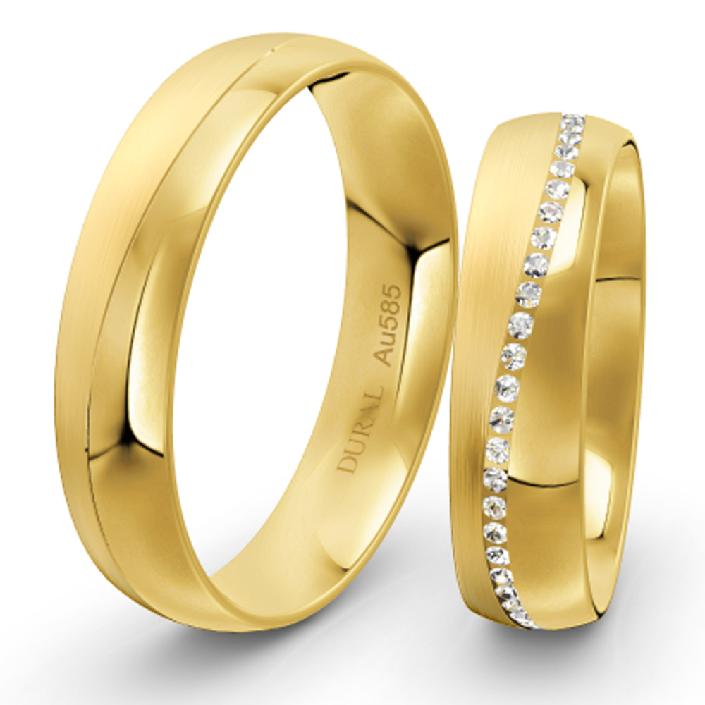 Dural Trauringe 5,0mm mit Brillanten