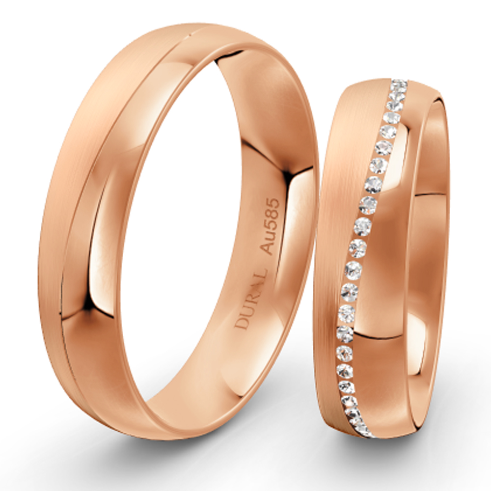 Dural Trauringe 5,0mm mit Brillanten