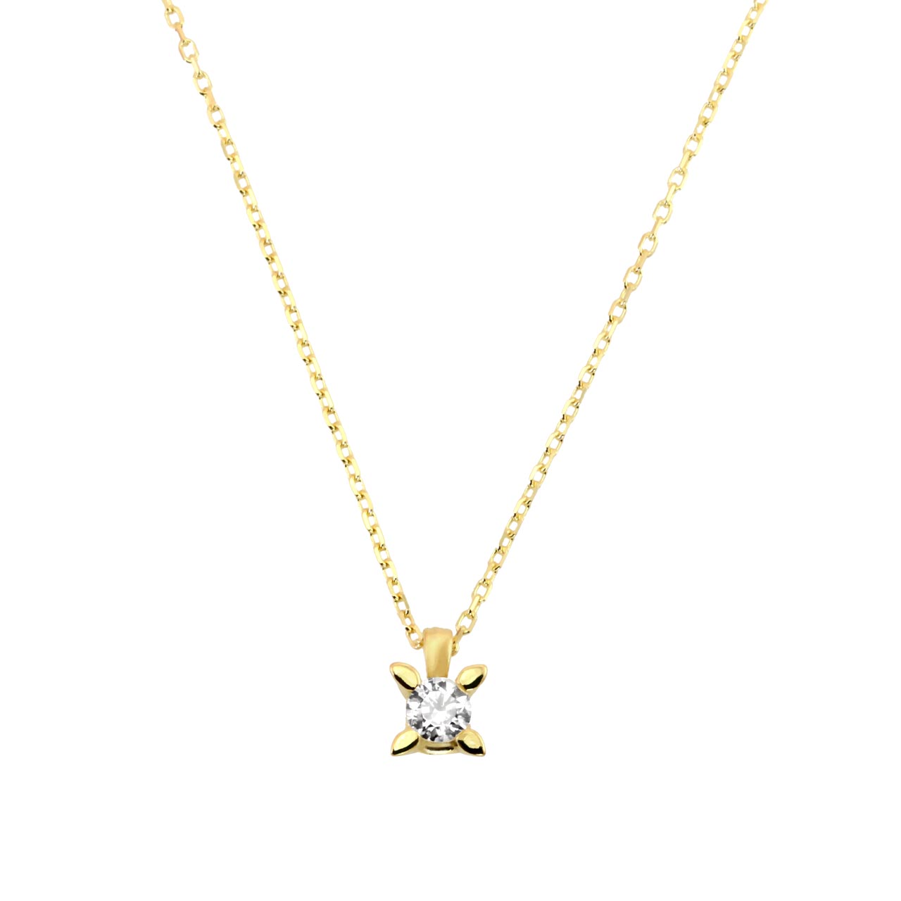 Solitaire Anhänger 585er Gold Halskette Collier