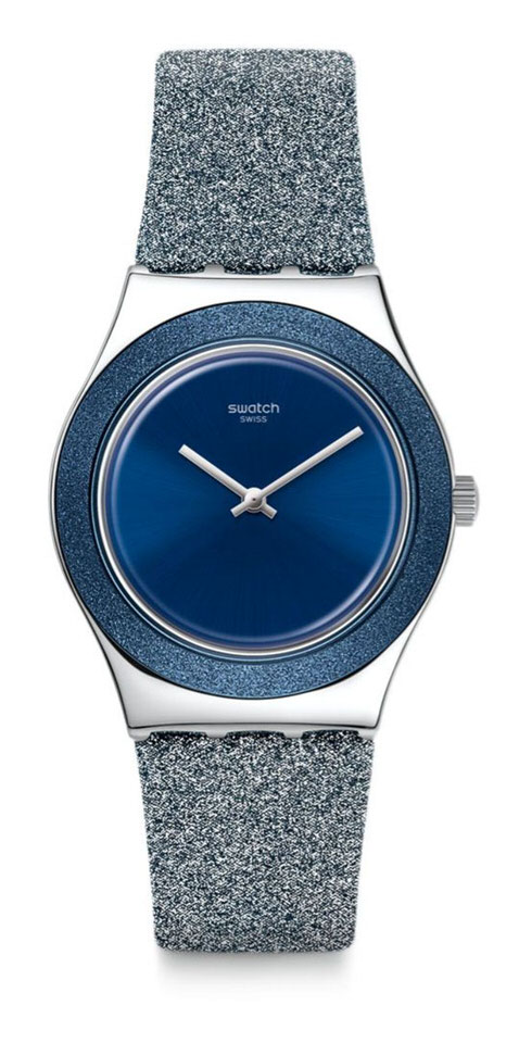 Swatch YLS221 Blue Sparkle Damenuhr