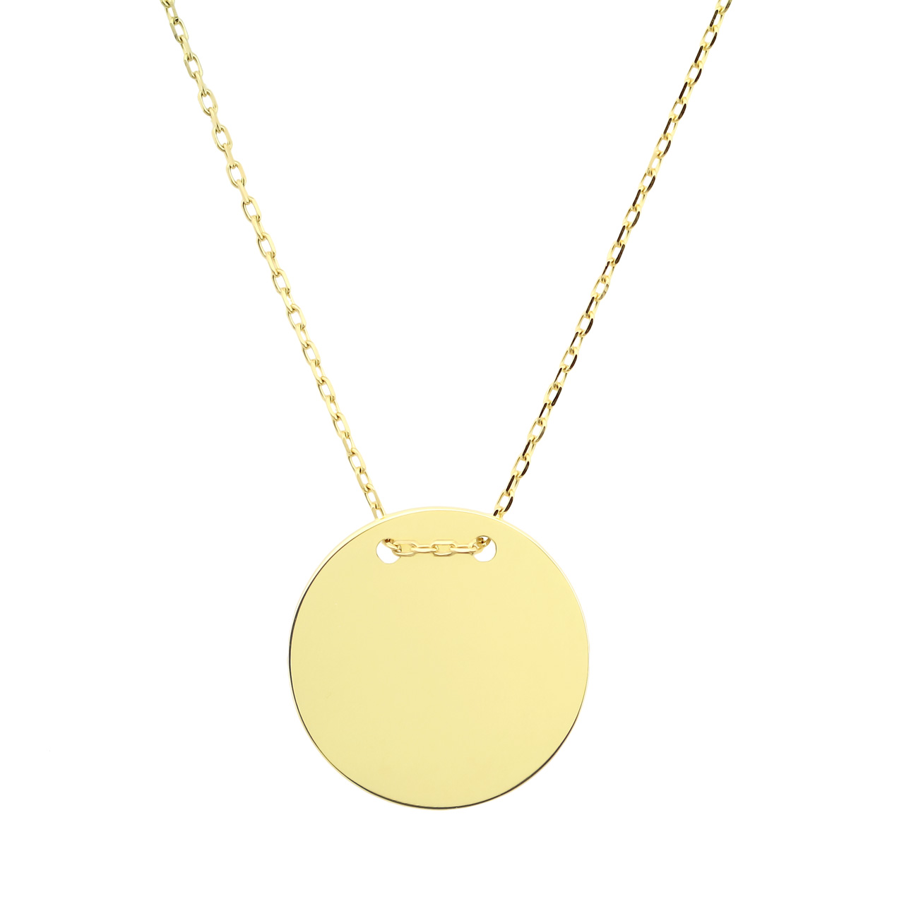 Runder Gravurplatten Anhänger 585/- Gold mit Goldkette CL130005
