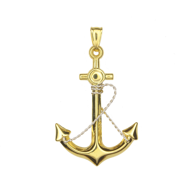 585/- Goldanhänger Schiffsanker Weißgold und Gelbgold