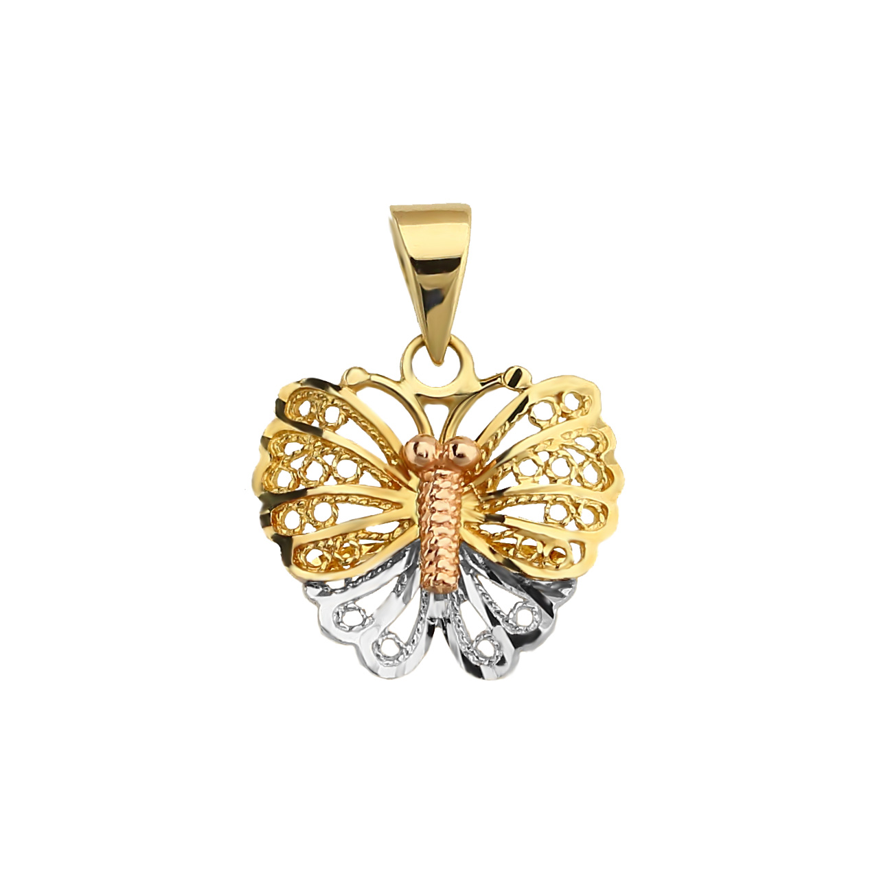 Tricolor Schmetterling Goldanhänger 585er Gold AN160034