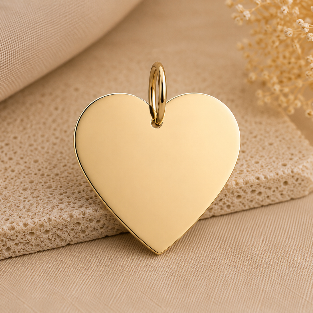 Herz Gravurplatte Gravuranhänger 585 Gelbgold