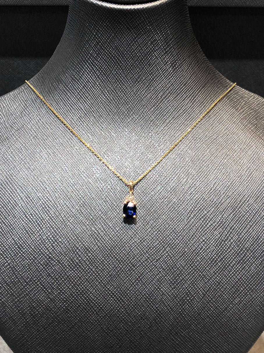 Saphir Brillant Collier aus 585/- Gold EXC4040