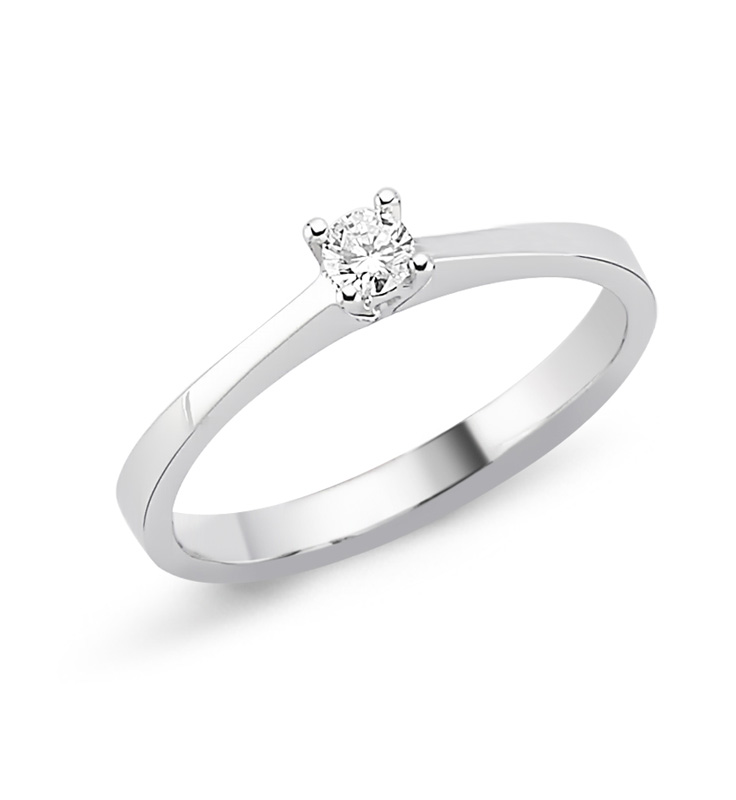 RD46201 Solitairering Verlobungsring 585er Weißgold 0,10ct. W/SI Brillantring