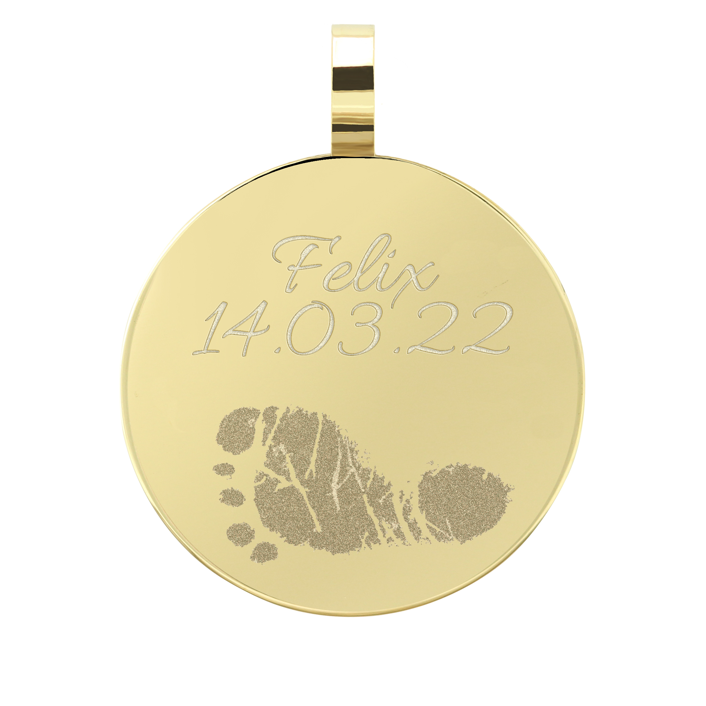 Fußabdruck Gravuranhänger aus echtem 585 Gold Gravurplatte Gravuranhänger - AN406 Fußabdruck Gravuranhänger aus echtem 585 Gold Gravurplatte Gravuranhänger - AN406