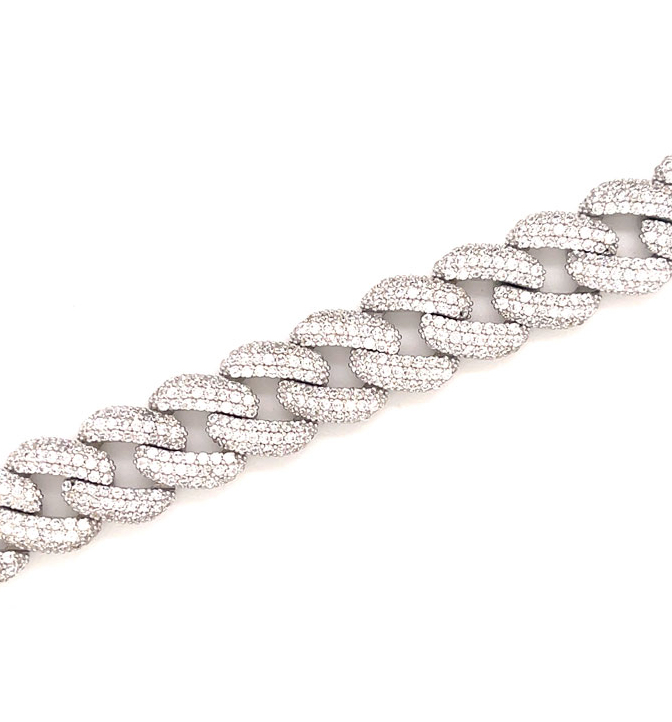 Cuban Link Chain Iced Out 11mm Armband 925 Silber KTS0043A