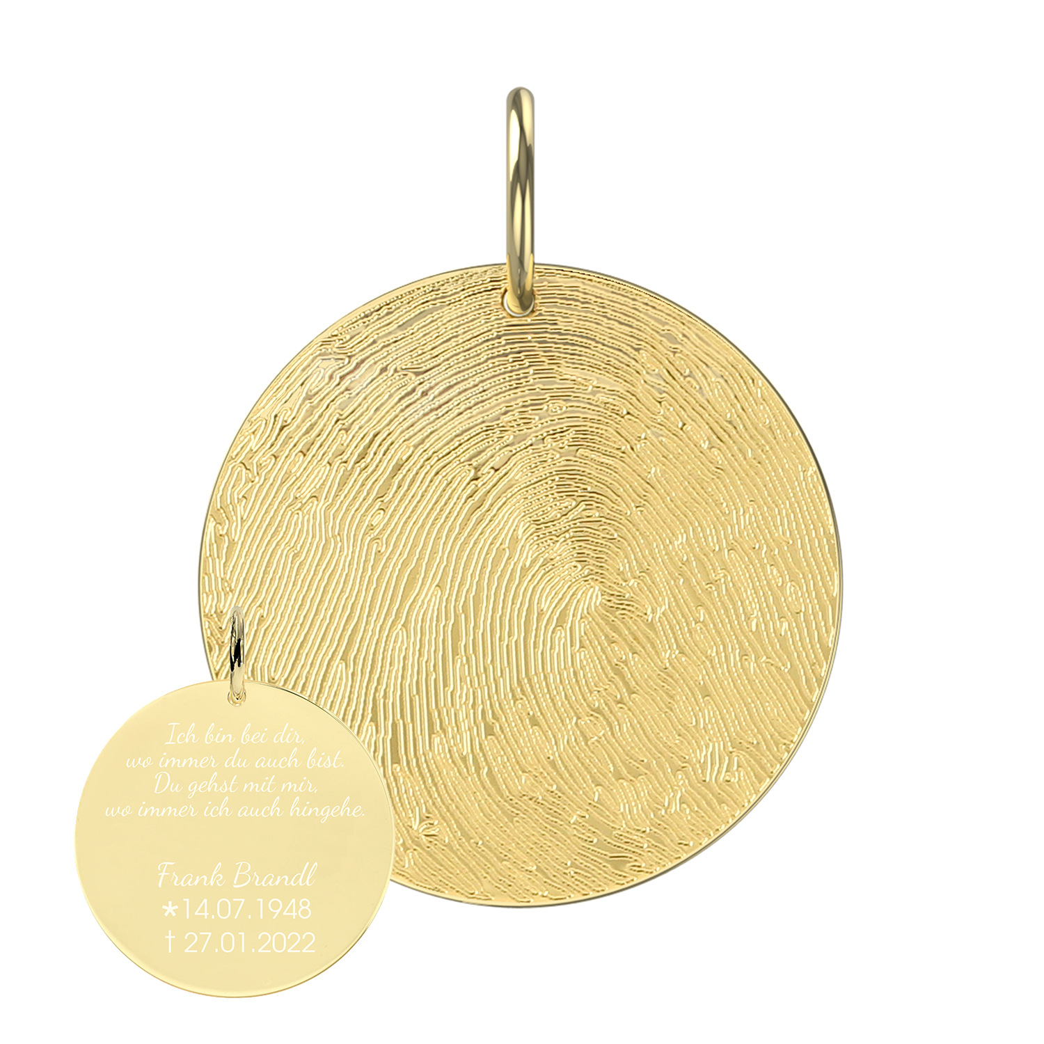 Andenken Fingerabdruck Gravuranhänger rund AN502 Andenken Fingerabdruck Gravuranhänger rund AN502
