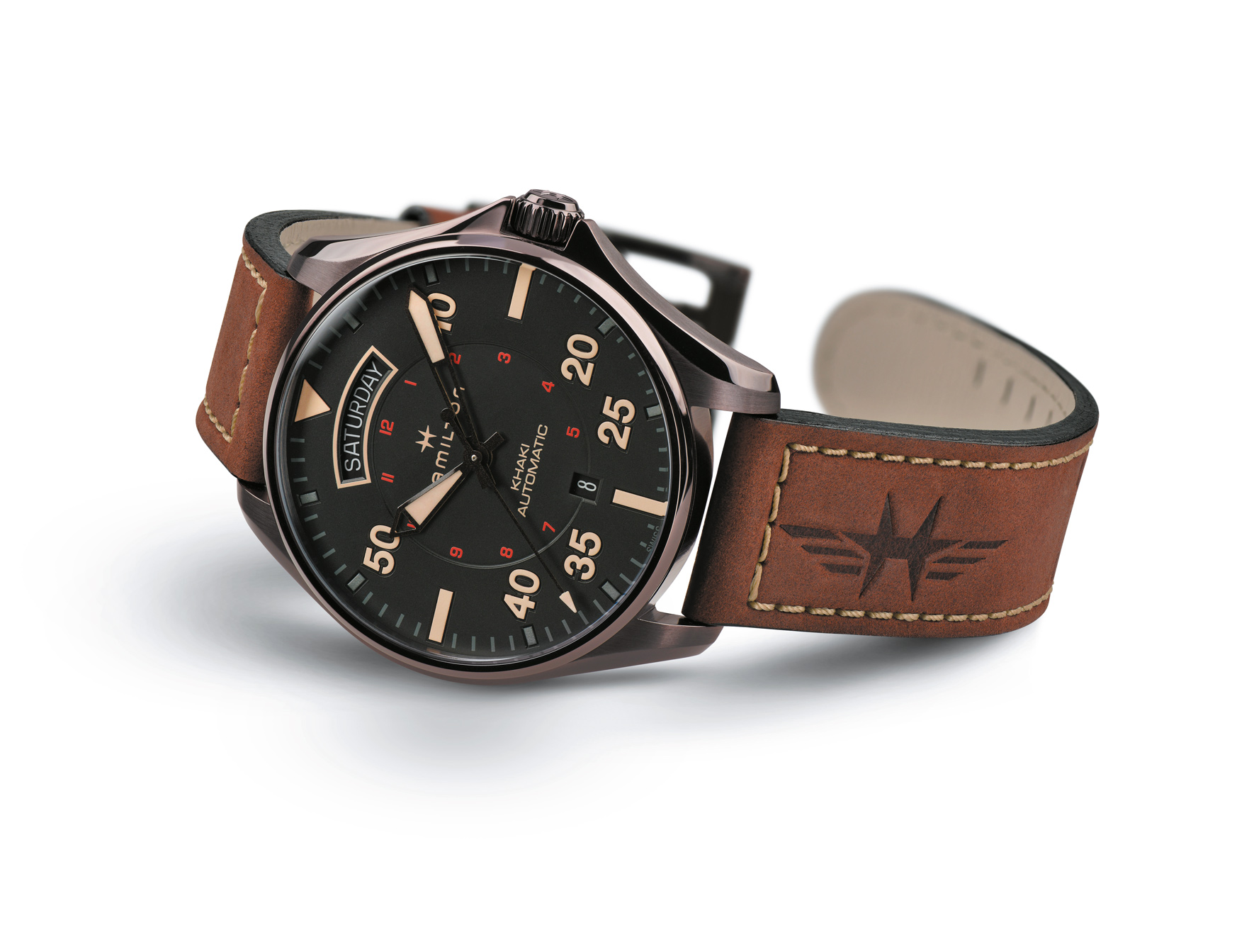 HAMILTON H64605531 Khaki Aviation Day Date Auto Herrenuhr