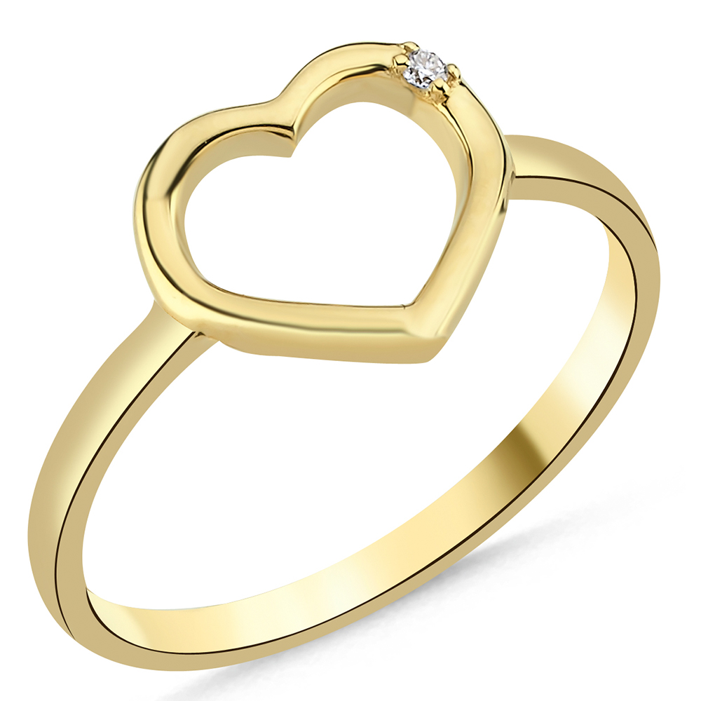 Herz Verlobungsring 585/- Gold 0,01ct. Brillant