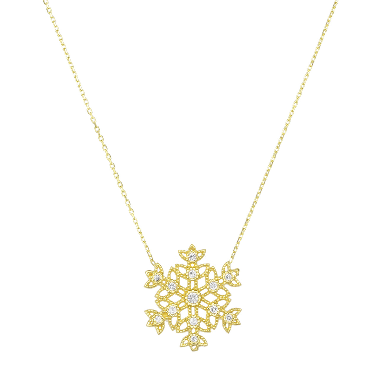 585 Gold Collier Halskette mit Eiskristall Anhänger