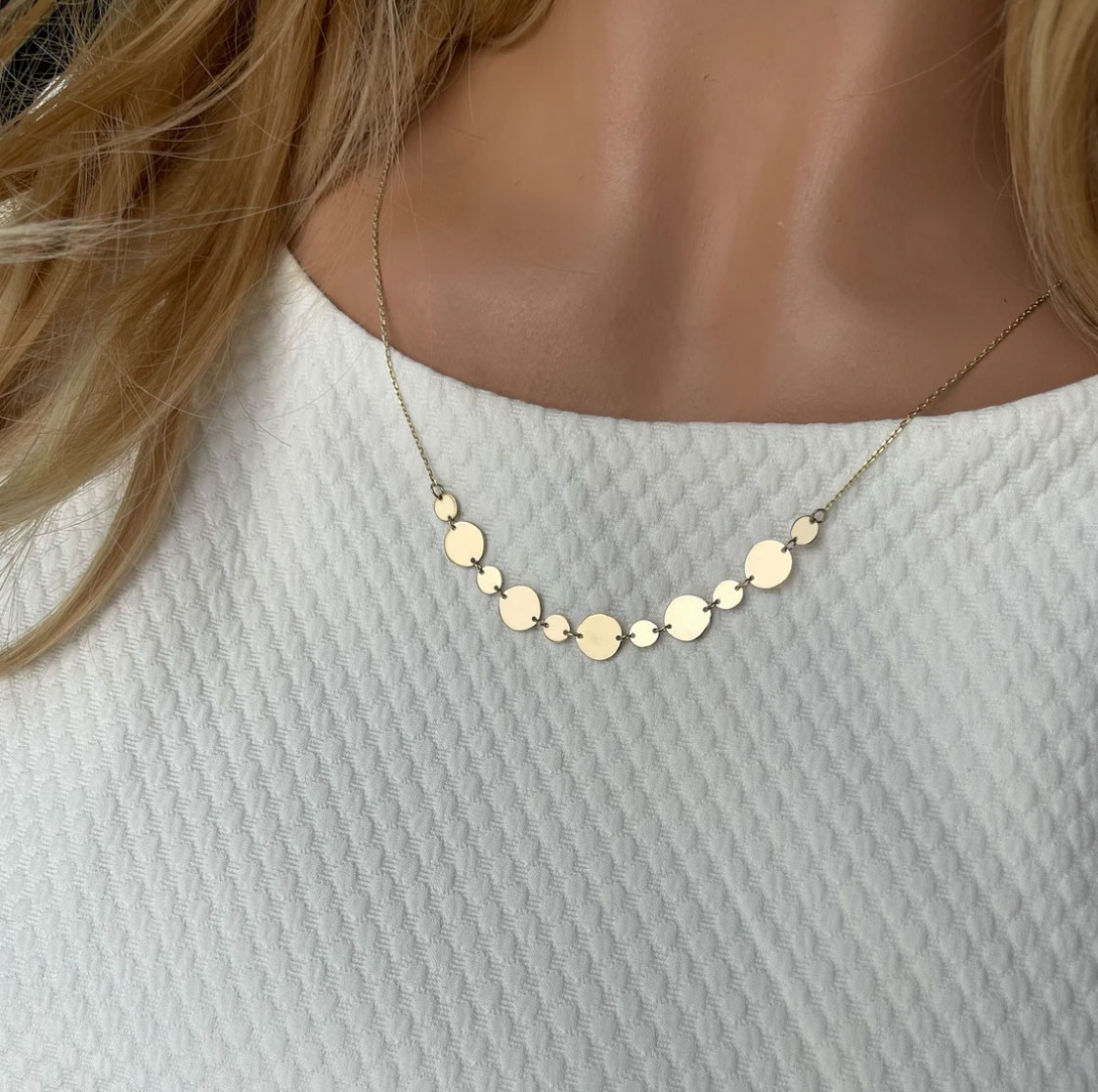 Plättchen Kette Choker 585 Gold AEAN235