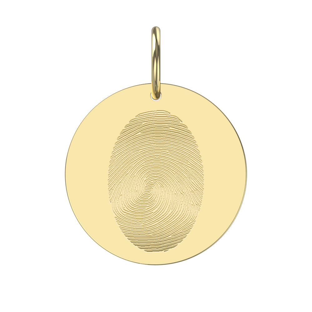 Fingerabdruck Fingerprint Gravuranhänger Rund aus echtem 585er Gold - AN403