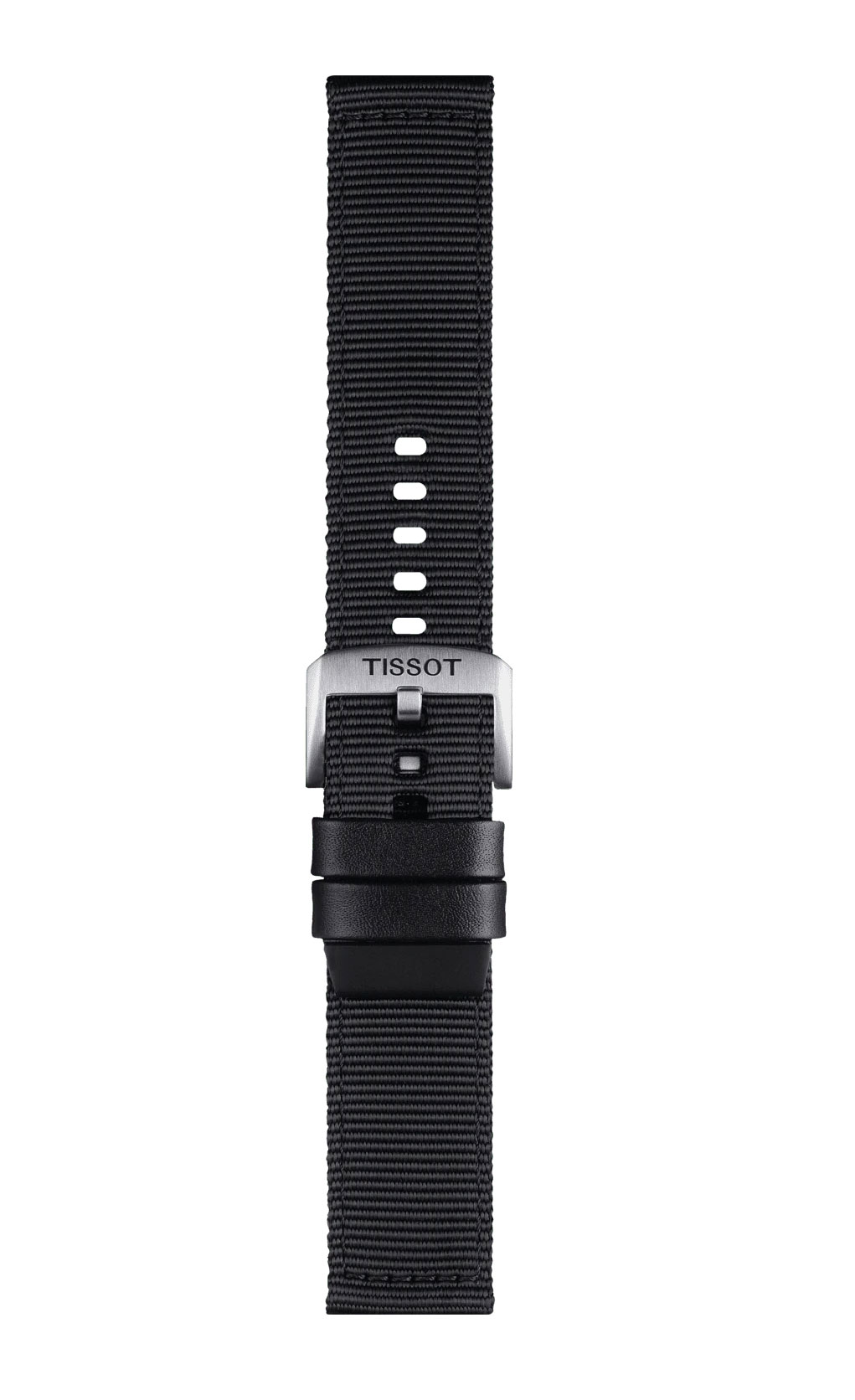 Original Tissot Textilarmband 22mm mit Lederelementen Schwarz T852.046.769