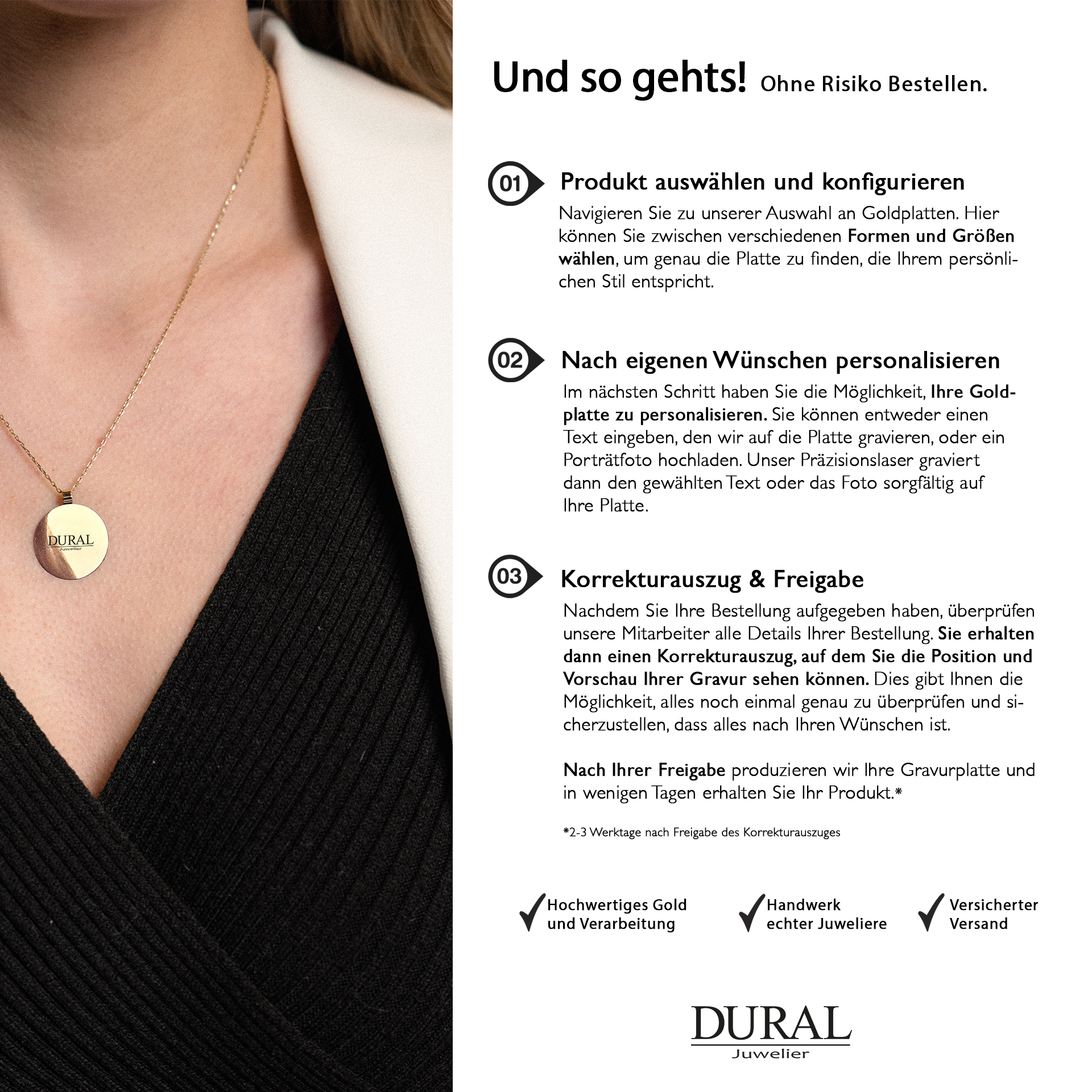 Herz Gravurplatte Gravuranhänger 585 Weißgold