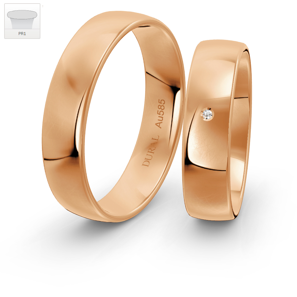 Dural Trauringe Klassik PR1 5,0mm Roségold