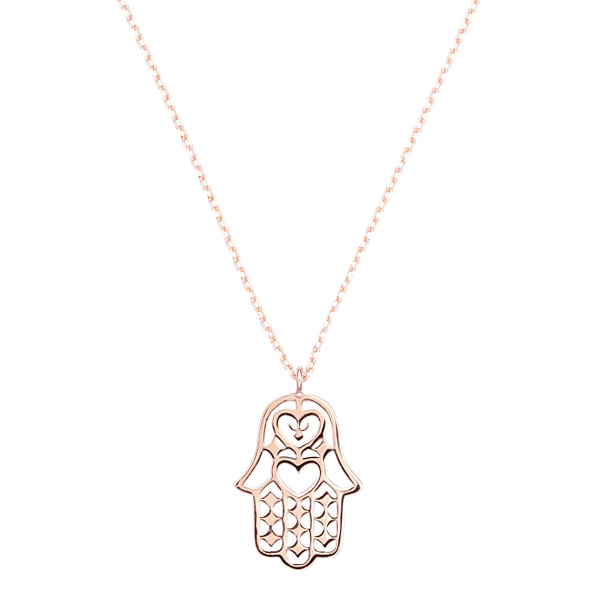 585er Roségold Collier Halskette mit beschützender Hand Fatimas