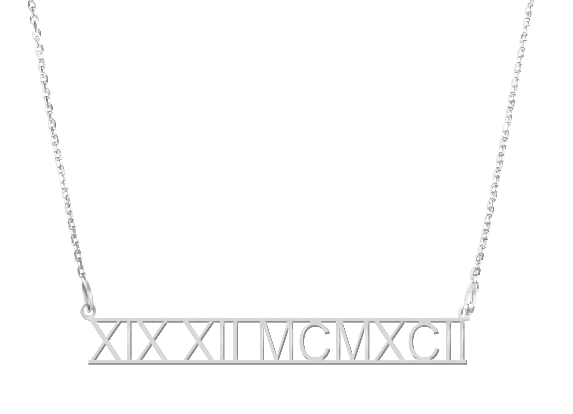 Silbercollier Halskette mit römischen Zahlen 925 Silber CL120011 1,0mm 40 cm