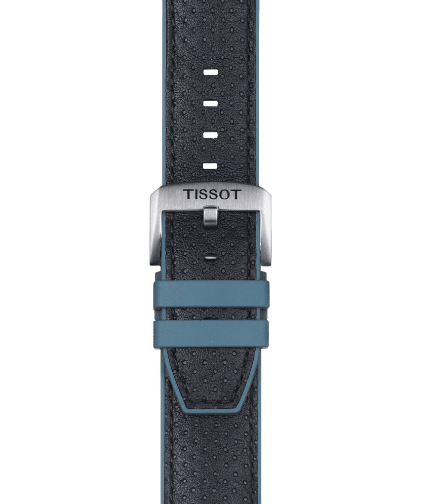 Original Tissot Lederarmband 22mm mit Kautschukelementen Schwarz/Blau T852.046.785