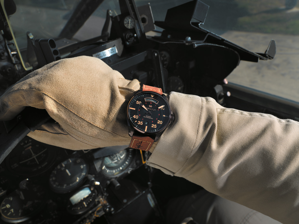 HAMILTON H64605531 Khaki Aviation Day Date Auto Herrenuhr