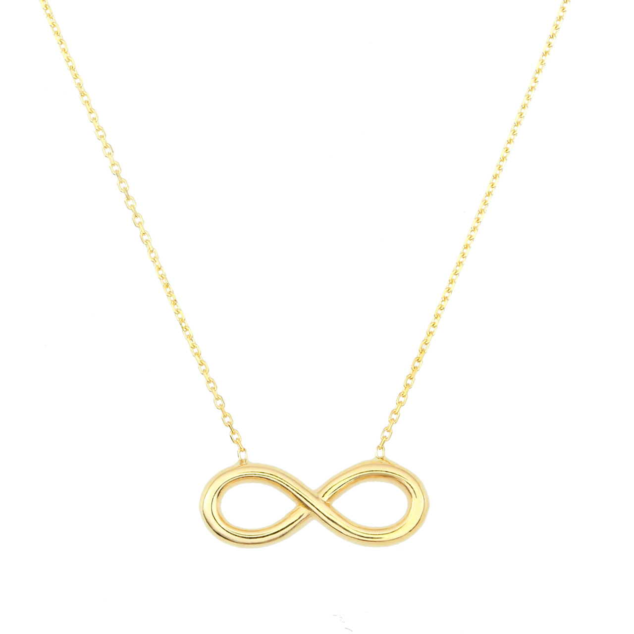 Unendlichkeitszeichen Goldanhänger mit Goldkette für Damen