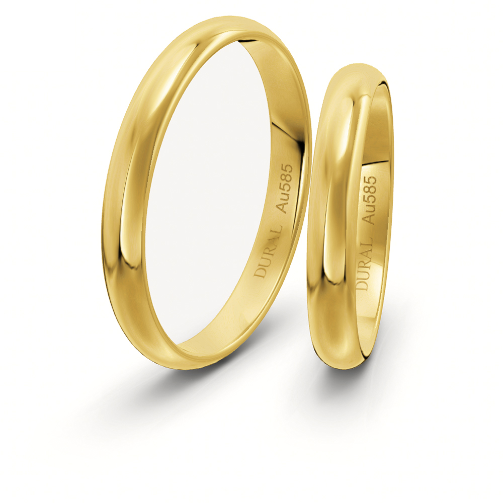 Dural Trauringe Klassik PR3 3,0mm Gelbgold