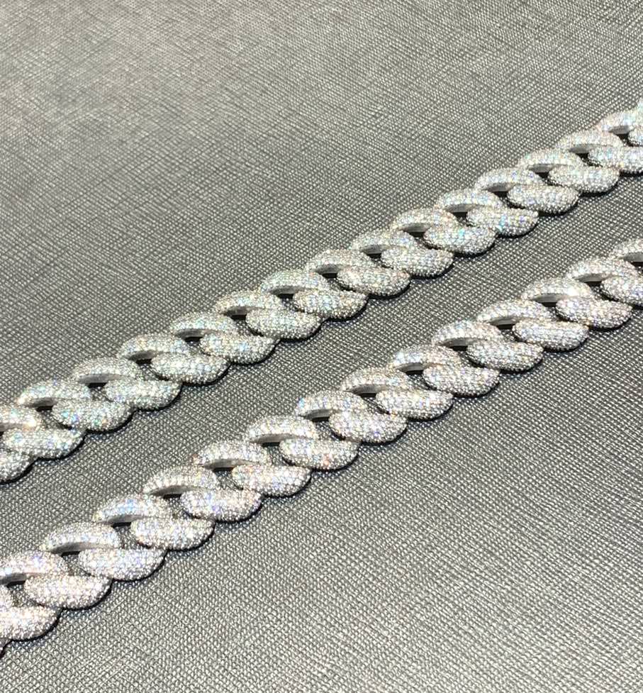 Cuban Link Chain Iced Out 15mm Halskette 925 Silber KTS0044