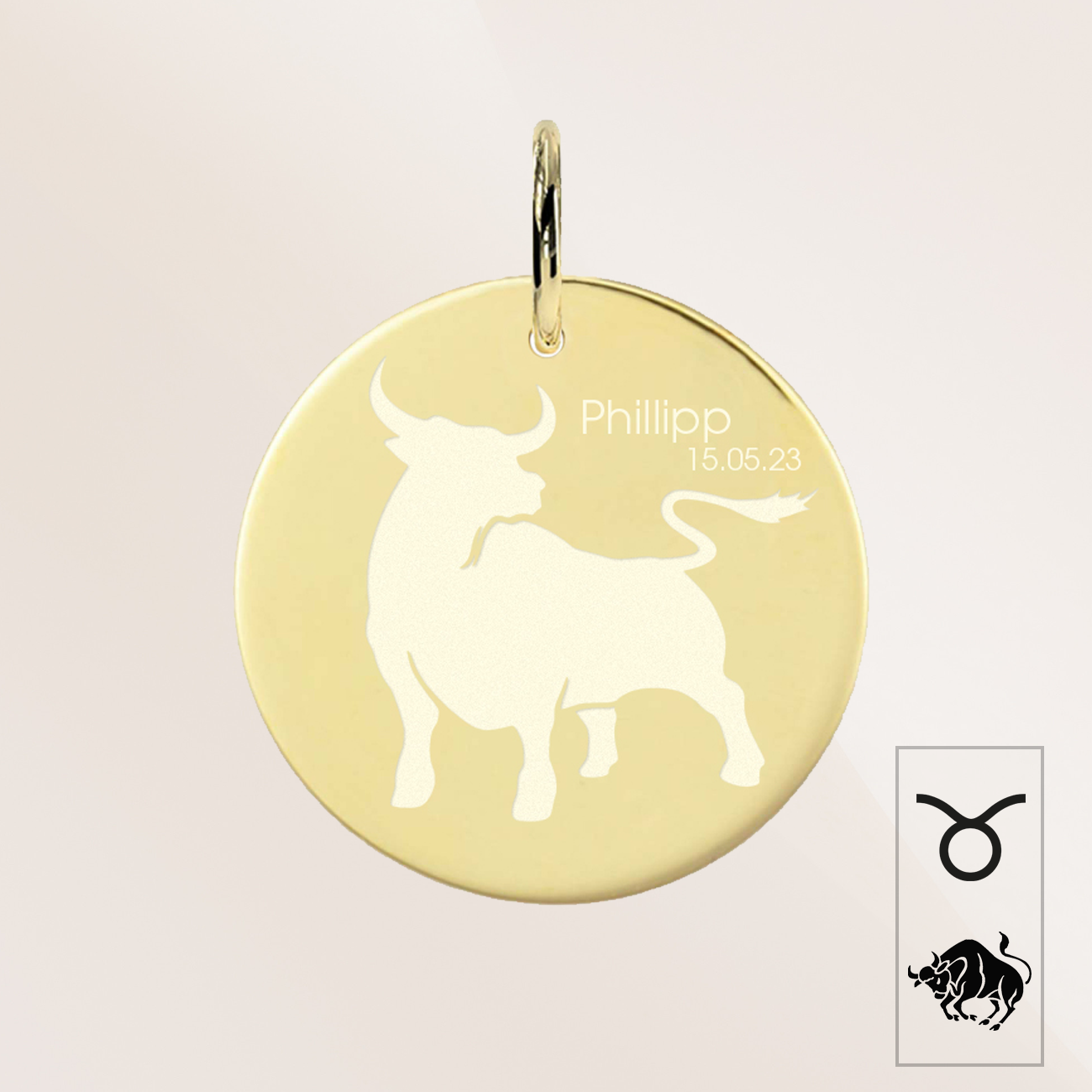 Stier Sternzeichen mit Name und Geburtsdatum 585 Gold ANS109 Stier Sternzeichen mit Name und Geburtsdatum 585 Gold ANS109